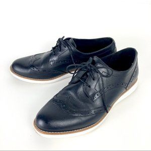 •COLE HAAN• Wingtip Lace-Up Oxfords White Black 8